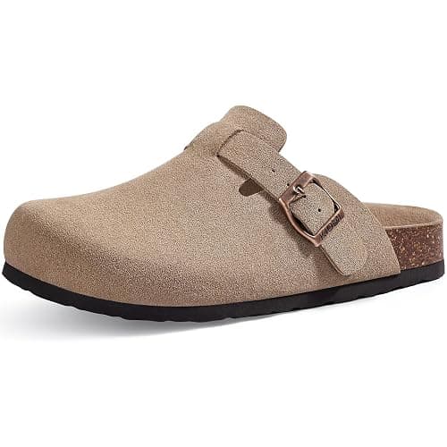 KIDMI Unisex Vegan Suede Clogs Mules with Cork Footbed | Slip On Design, Arch Support, Indoor/Outdoor Versatility, and Potato Shoe Inspired Style - Image 1