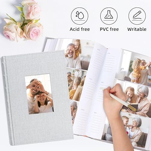 Vienrose Photo Albums 6x4 (15x10 cm) 300 Pockets Linen Cover with Memo Spaces Photobook Large Capacity Pictures Album Memory Book for Wedding, Family, Baby, Holidays, Special Occasions, Light Grey thumbnail 4