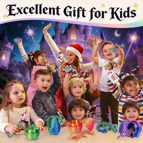 16 Pack 3D Printed Dragon Eggs with Articulated Dragon Inside, Mystery Crystal Dragon Egg Toys for Kids & Adults, Flexible Dragon Fidget Toy Bulk, Christmas Stocking Stuffers, Easter Basket Fillers thumbnail 5