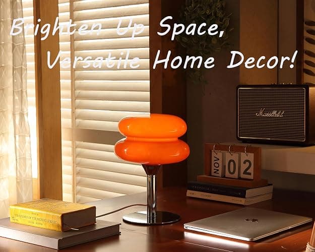 Glivpny Mushroom Lamp for Bedroom,Mid Century Modern Lamp for Nightstand, Dimmable Retro Egg Tart Bedside Small Lamps,Unique Home Mushroom Decor Aesthetic Cute Table Lamps for Living Room (Orange) thumbnail 6