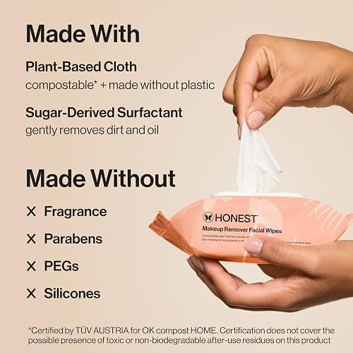 Honest Beauty Cleansing Makeup Remover Facial Wipes, Fragrance-Free, 90ct thumbnail 3
