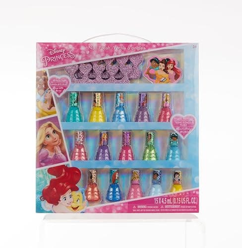 Disney Princess 15 Piece Water-Based Nail Polish with 3 Toe Spacers, Quick Dry, Peel Off, Gift Kit Set for Kids Girls, Ages 3 by Townley Girl thumbnail 10