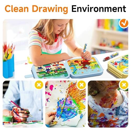 Timetome Reusable Water Painting Books for Kids – 3-Pack Magic Water Reveal Coloring Books with Water Pens (Fairy Tale, Animal & Dinosaur) No-Mess Coloring & Reusable Fun Travel Activity for Ages 3–6 thumbnail 4