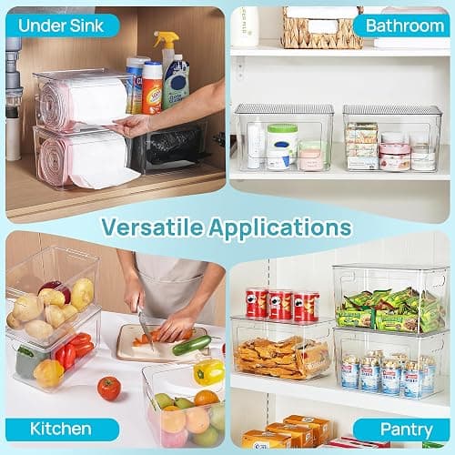 Vtopmart 2 Pack Trash Bag Holder, Stackable Garbage Bag Dispenser for 13/30/33 Gallon Bags, Clear Organizer Bins for Under Kitchen Sink, Laundry Room Organization and Storage thumbnail 7