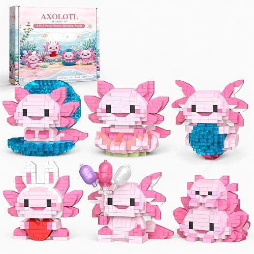 IBLOTIME 6 Pack Axolotl Micro Brick Building Set, 2278 PCS | 6 Axolotl Builds, Separate Packs, Micro Bricks, Small Party Favors, Desk Shelf Decor, Ages 14+ - Image 1