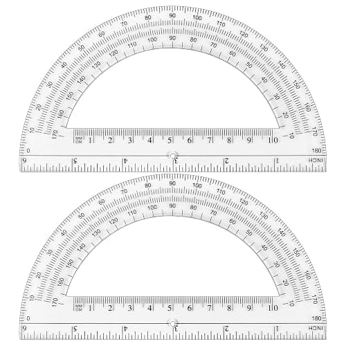 Unjoo Plastic Protractor Math Protractors 180 Degrees for Geometry Classroom Student School Office Supplies, 6 Inch, Pack of 2 (Clear) - Image 1