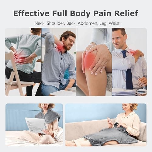 Heating Pad for Back Pain Relief, 24"x33" Weighted Heating Pad for Neck and Shoulder, Neck Heating Pad Fast-Heating with 6 Settings, Auto Shut-Off Full Body Heating Pad, Gifts for Women-Washable thumbnail 4