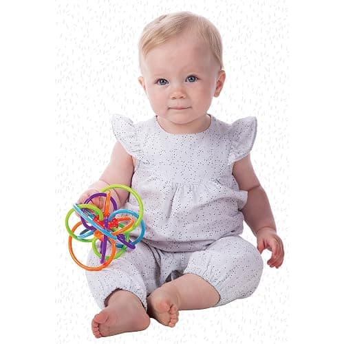 Manhattan Toy Winkel Rattle & Sensory Teether Toy, Blue/Green/Orange, 5 Inch x 4 Inch x 3.5 Inch thumbnail 4