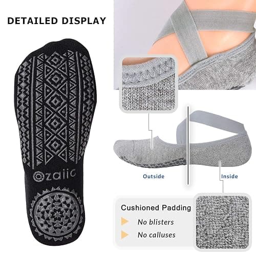 Ozaiic Pilates Socks for Women Non Slip Grip, Yoga Socks with Grippers for Barre, Hospital, Ballet, Dance, Barefoot Workout thumbnail 6