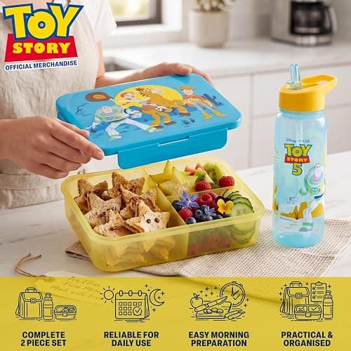 Get Trend Disney Toy Story Kids Lunch Box & Waterbottle Set, 3 Compartment Bento Box & Water Bottle with Straw, BPA-Free Dishwasher-Safe Lunch Kit for School, Travel, Gifts for Girls (Multi Toy Story) thumbnail 2