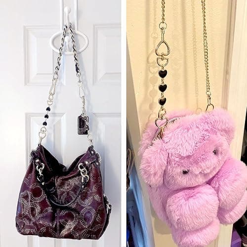 2 Pcs Bag Extender Chain, Purse Strap Extender for Handbag, Purse Extender Chain, Bag Extension Chain Extender for Purse Handbags, Shoulder Bag Strap Extender, Black Heart & Moon thumbnail 3