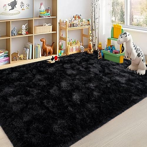 Lairep Large Area Rugs for Living Room Bedroom, 8x10 Feet Black Fluffy Shag Rugs, Ultra Soft Shaggy Plush Fuzzy Modern Indoor Throw Floor Carpet for Kids Girls Boys Dorm Nursery Home Decor Aesthetic thumbnail 4