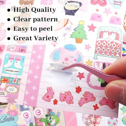1200Pcs Japanese Sticker Book Kawaii Heisei Retro Stickers for Journaling Adults Y2k Cute Scrapbook Stickers Travel Bulk Pink Purple Aesthetic Korean Sticker Toploader Decor Manga Style Gifts 30 Page thumbnail 4