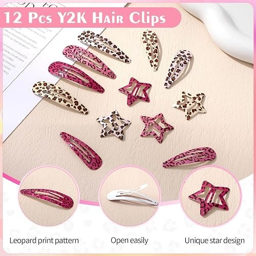 Fingertip WD Y2k Accessories Set Included Star Y2k Silver Necklace | Grunge Layered Necklace Y2K Sunglasses Y2k Star Silver Hair Clips Keychain Hip Hop Pants Chain Vintage Jewelry Set for Women thumbnail 6