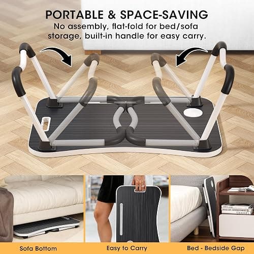 Frpufi Folding Lap Desk, 23.6 Inch Wood Laptop Bed Desk with Cup Holder, Portable Bed Table for Working Writing Reading & Eating for Bed, Sofa, Couch, Floor - Black thumbnail 6