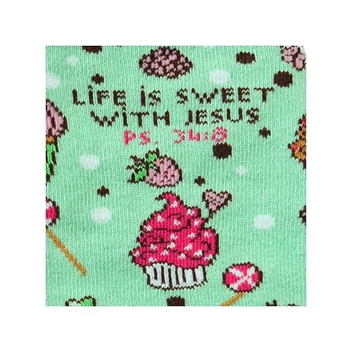 Kerusso Life Is Sweet With Jesus, Psalm 34:8 Multicolor One Size Fits Most Cotton Blend Everyday No-Show Socks thumbnail 3