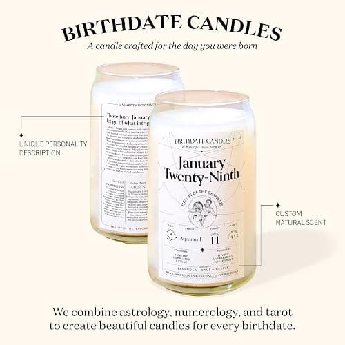 Birthdate Candles, April 18 - Aries Zodiac Scented Candles Birthday Gift - Mint, Geranium & Cedarwood Scent - All-Natural Soy & Coconut Wax, 60-80 Hour Burn Time - Made in USA thumbnail 3