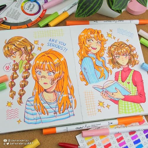 Ohuhu Marqueurs à l'Eau - Paper-Friendly, 60 Feutres à Double Pointe Pinceau/Fine - Pour Coloriage Adulte - Sans Odeur, Marqueurs Artistiques pour Coloriage Journal Croquis Calligraphie thumbnail 2