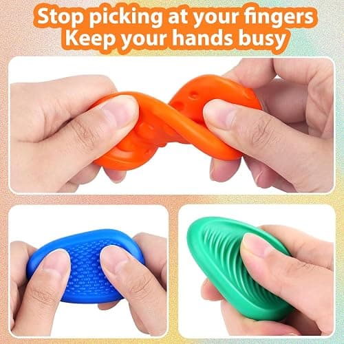 Fidget Toys Sensory Stone for Kids:Textured Soft Worry Stone for Autism Kids Calming - Fidget Stress Toys for Students Anxiety Relief -Social Emotional Feelings Toys-Texture Sensory Fidget Toy(6Pcs) thumbnail 3