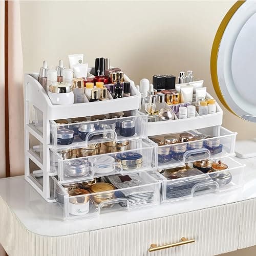 Desk Organizer with Drawers, 5 Drawers Storage Organizer, Desktop Storage Drawers for Office Supplies, Plastic Stationary Organizer, Makeup Organizer, Desk Storage Box for Office, School, Home thumbnail 6