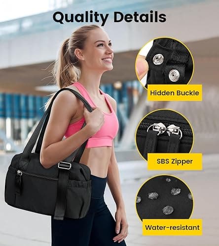 Vorspack Mini Gym Bag for Women - Small Duffle Bag Lightweight Duffel Bag with Wet Pocket Cute Sports Bag for Gym Dance Yoga - Black thumbnail 6