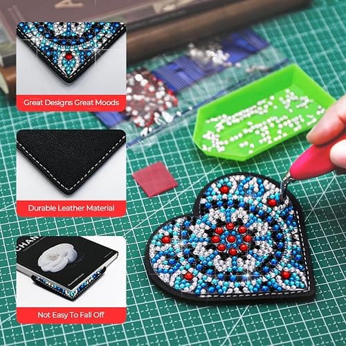 8 PC Diamond Art Painting Bookmark for Adult Craft Gem Bedazzle Kit Women | Bead Art Leather Book Mark Christmas Pearl Craft Bedazzling Making Kit Rhinestone DIY Paint by Dots Book Lover Gift Heart thumbnail 5