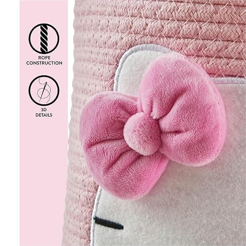 Idea Nuova Sanrio Hello Kitty Rope Storage Basket,10" H x 10" W, Decorative and Functional Organizer for Kids Room or Nursery - Hello Kitty thumbnail 5