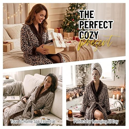 U2SKIIN Womens Fleece Robes, Soft Plush Long Bathrobe, Comfy Robes for Womens, Warm Housecoat thumbnail 6