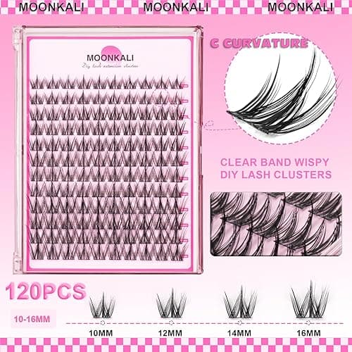 MOONKALI Natural Lash Clusters Wispy Fairy Eyelash Extensions 10-16MM CC Curly Manga Eyelash Clusters 120Pcs Individual Versatile DIY Lash Extension, Black thumbnail 3