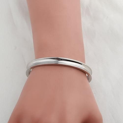 Zuo Bao Hair Tie Bracelet High Polishing Stainless Steel Grooved Cuff Bangle for Women thumbnail 7