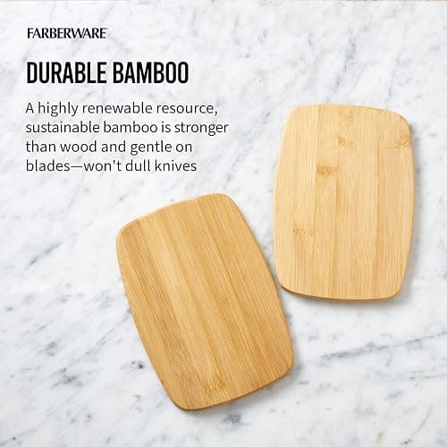 FARBERWARE 4-Piece Reversible Bamboo Cutting Board and Charcuterie Set, Assorted Sizes, Durable Wood Serving Boards for Cheese, Meats, and Prep thumbnail 5