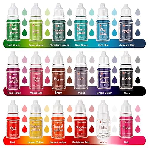 Lebensmittelfarbe Flüssige Set,18 Farben x 10ml Lebensmittel Farben,Hochkonzentriert Lebensmittelfarbstoff für Kuchen Backen,Kekse,Macaron,Tortendeko,Osterei,Fondant,Teig,DIY Slime,Seifen,Backzubehör thumbnail 3