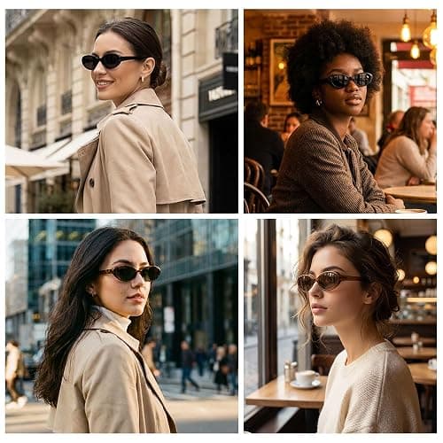 LYZOIT Retro Oval Sunglasses Womens Vintage 90s Chic Small Fashion Round Sun Glasses thumbnail 4