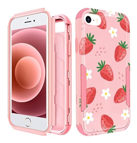 Plakill for iPhone SE Case 2020/2022/3rd Generation, for iPhone 8/7 Case, Heavy Duty Protective Strawberry Cute Phone Cover for Women Men Girls Boys Hard Cases for iPhone 7/8/SE - Image 1
