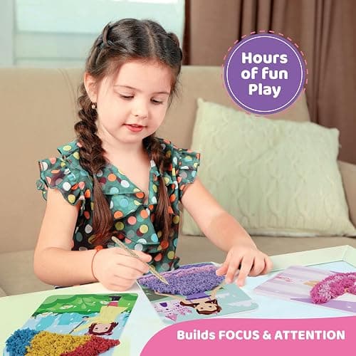 jackinthebox Poke Poke Art for Kids – Fashion Theme Dress Decorations for Princess, Winter, Monsoon, Hawai, Beach, Ballerina, Mess-Free Sewing Art for Kids, Gift for Girls and Boys Ages 4 5 6 7 8 - Fashion thumbnail 6