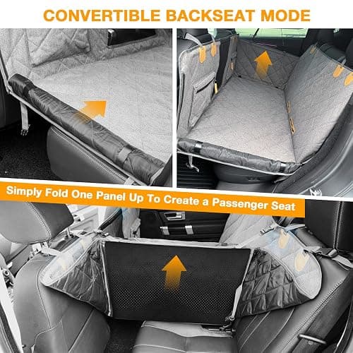 COMPAWNY Dog Car Seat Cover, Hard-Bottom Back Seat Extender for Pets, Waterproof Nonslip Hammock for Car, Backseat Dog Bed for Cars SUVs Trucks, Car Seat Protector, Universal Fit 52 x 25 in, Grey thumbnail 6