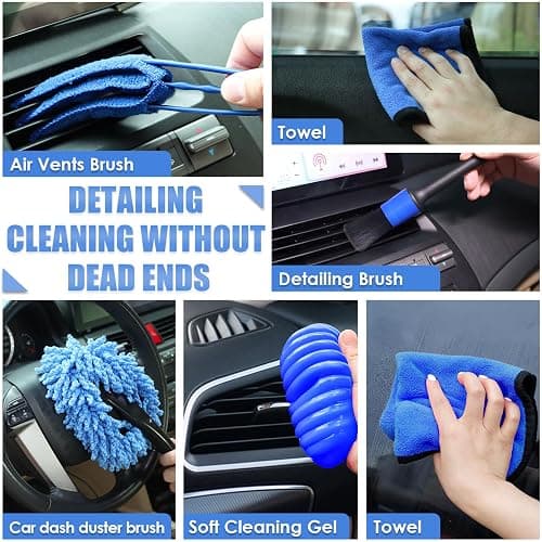 Viewsun Car Cleaning Kit, Car Interior Detailing Kit with High Power Handheld Vacuum, Detailing Brush Set, Windshield Cleaner, Cleaning Gel, Complete Auto Accessories for Men, Women thumbnail 4