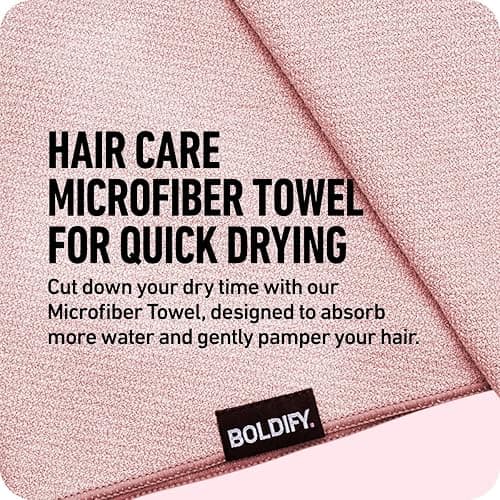 Boldify Quick Dry Microfiber Towel Wrap for Women - for Thin and Curly Hair - Anti Frizz Plopping Towel, Fast Drying Turban - Pink thumbnail 4