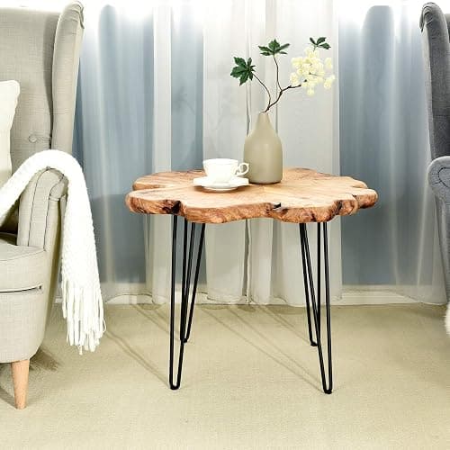 WELLAND Live Edge Cedar Coffee Table 32" W x 32" D x 20.5" H Rustic Round Table for Living Room, Patio, Bedroom, Home Office thumbnail 4