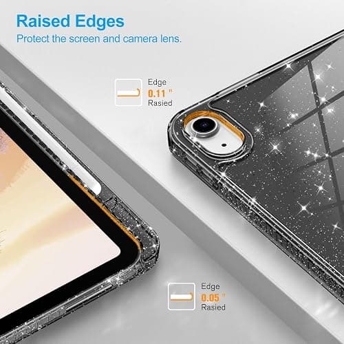 Fintie Slim Case for iPad (A16) 11th Generation 11 Inch (2025), iPad 10th Generation 10.9 Inch (2022) - Glittering Sparkly Shockproof Cover with Shiny Clear Back Shell & Pencil Holder, Black thumbnail 9