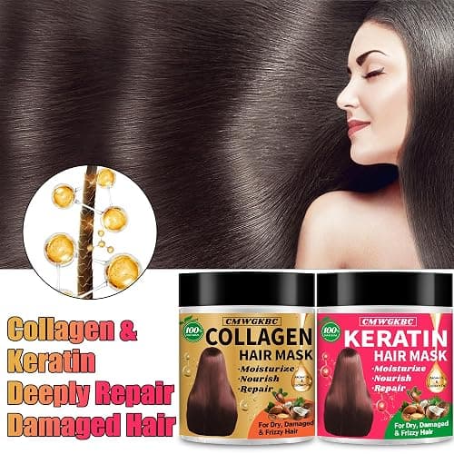 Collagen Hair Mask & Keratin Hair Mask for Damaged Hair,Keratin Hair Treatment,Repair Deep Conditioner for Dry Hair,Vitamin E Natural Hydrating Hair Mask with Argan Oil All Hair Type,Hair Care Gifts thumbnail 5