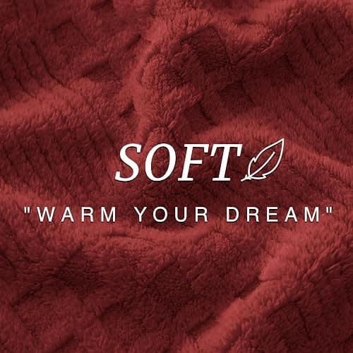 EXQ Home Fleece Throw Blanket for Couch or Bed - 3D Waffle Patchwork Pattern Jacquard Decorative Blankets - Cozy Soft Lightweight Fuzzy Flannel Blanket Suitable for All Seasons(50"×60",Red) thumbnail 5