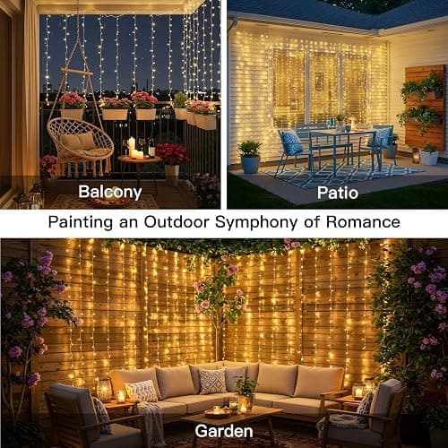 suddus Curtain Lights for Bedroom, 200 Led Hanging String Light Outdoor, Fairy Curtain Lights Indoor for Christmas, Dorm, Wall, Backdrop, Window, Wedding, Party, Birthday Decor, Warm White thumbnail 2