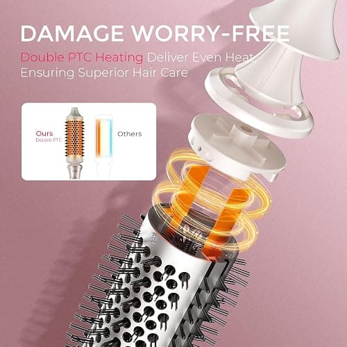 TYMO 2.0 Thermal Brush Curling Brush - STYLUX 1.7" Blowout Volumizer with Flexi-Fit for Hair Straightening, Heated Round Styler Tool, Hair Straightener and Curler 2 in 1, Dual Voltage & Light, Gold thumbnail 8