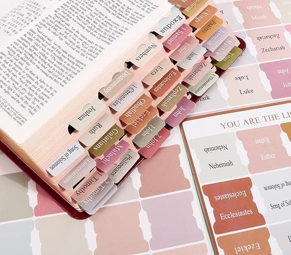 Bible Tabs for Bible Book Markers - Pastel Paper Index Tabs for Men's Bible Study, Bible Journaling Supplies, Perfect Christian Gift for Youth & Teens thumbnail 2