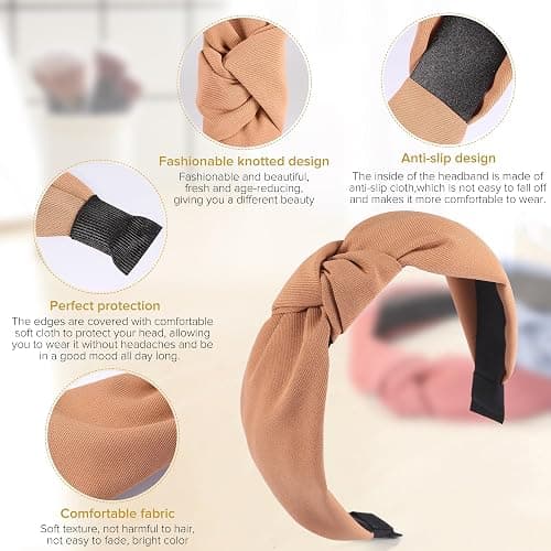 DiyJibb Headbands for Women Girls - 6PCS Stylish Top Knotted Headbands - Knotted Headband for Women - Head Bands Wide Hairband Hair Accessories thumbnail 3