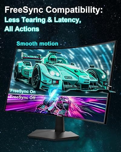 SANSUI 27 Inch Curved 160Hz Gaming Monitor, 1500R Curved Computer Gaming Monitor FHD 1080P, 4000:1, 110% sRGB, FPS/RTS, 1Ms MPRT|FreeSync|HDR|Low Blue Light|HDMI DP| VESA Support, HDMI Cable Incl. thumbnail 5