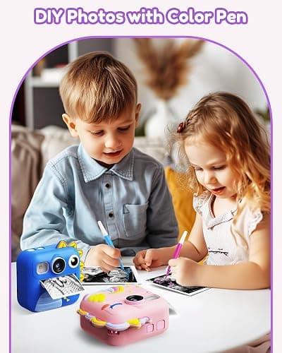 KOKODI Kids Camera Instant Print, Toddler Cameras Christmas Birthday Gifts for Girls Age 3-12, Digital Video Instant Printable Camera for Kids,Toys for Ages 5-7 Girls (Pink) thumbnail 3