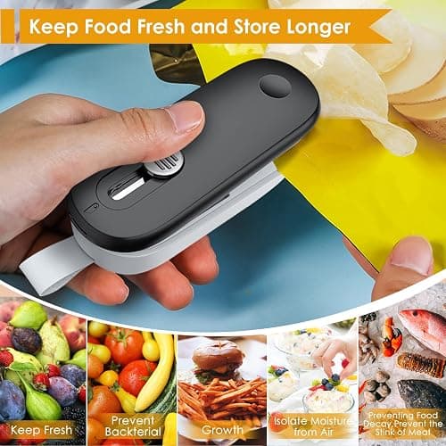 FEPPO Mini Bag Sealer, 2 in 1 Heat Sealer with Cutter, Portable Resealer Machine for Chip, Plastic Bags Food Storage Snacks (Batteries Included) thumbnail 7