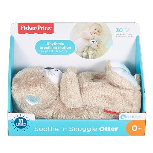Fisher-Price Schlummer Otter Kuscheltier mit Atembewegung und Musik, Baby Erstausstattung, Neugeborene, Baby Spielzeug ab Geburt, Babyparty und Neugeborenen Geschenk, FXC66 thumbnail 6